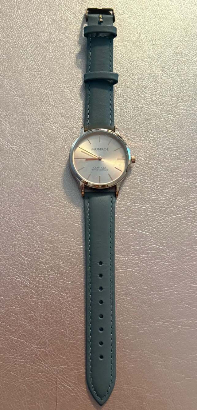 Monroe Classique Watch Rose Gold Tone Green Leather Strap